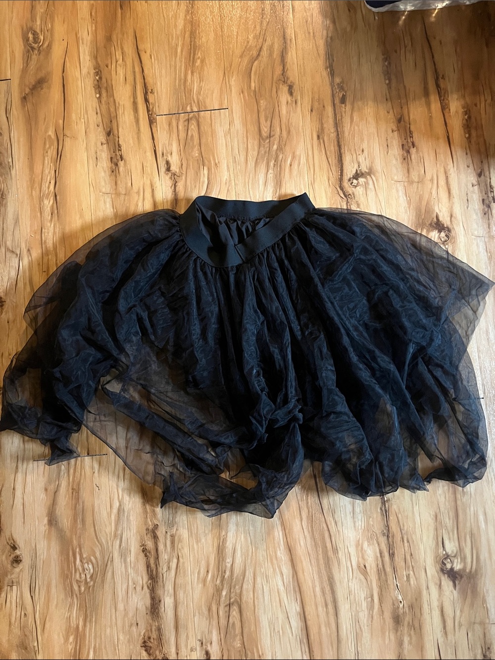 SHEIN Black Layered Tulle Skater Midi Skirt
